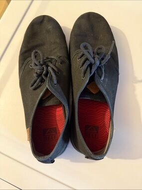 Reef Landis Black Canvas Lace-Up Slip-On Lace Up Surf Shoes Size 9